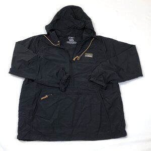 LL Bean Mens Mountain Classic Anorak 1/2 Zip Hooded Black Jacket Medium